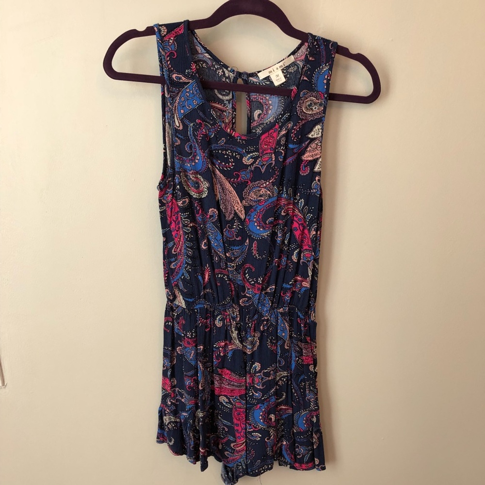 Size medium navy blue paisley detailed romper